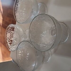 HAZEL ATLAS PATTERN FLORENTINE( #1 CLEAR ) CHAMPAGNE/TALL SHERBET DESIGNED EDGES